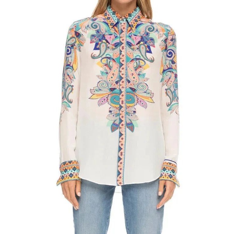 Maximalist Robert Graham Silk Blend Paisley Size Small Long Sleeve Button Down